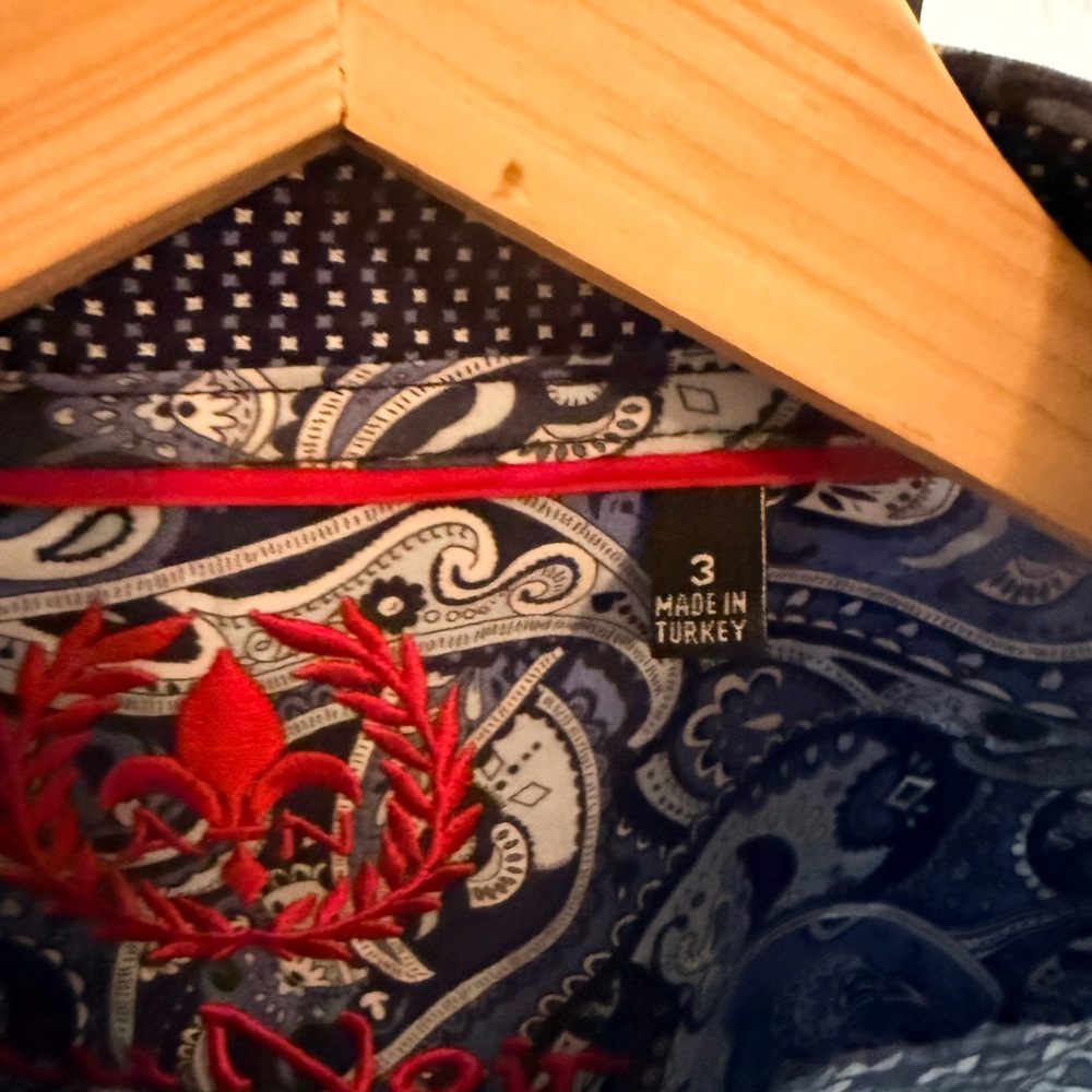 Roar Men’s Navy Patterned Button-Down With Red & … - image 2